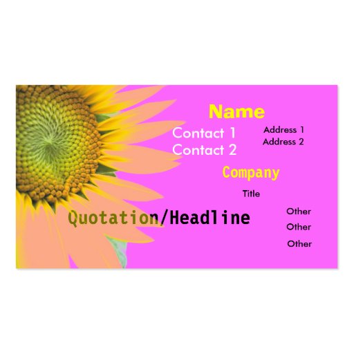 Bright Pink Funky Sunflower Business Card