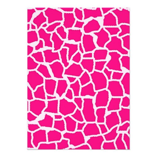 Bright Pink Giraffe Animal Print Personalized Invitation