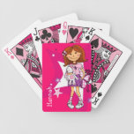 Bright pink girl named playing card set bicycle card deck