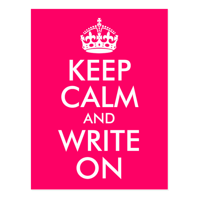 Bright Pink Keep Calm and Write On Postcard