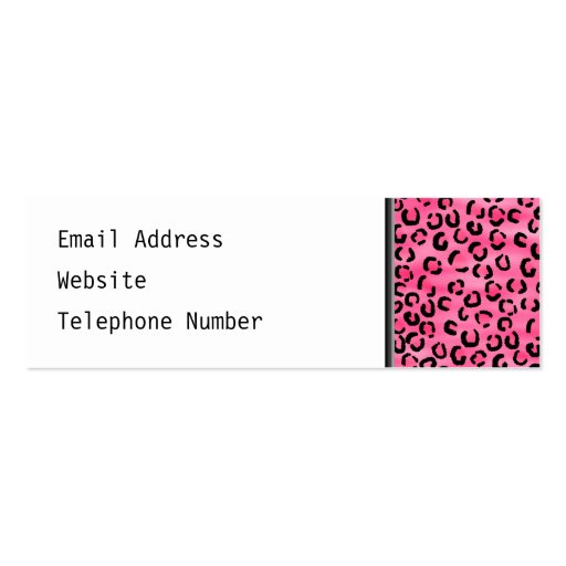 Bright Pink Leopard Print Pattern. Business Card Templates (back side)