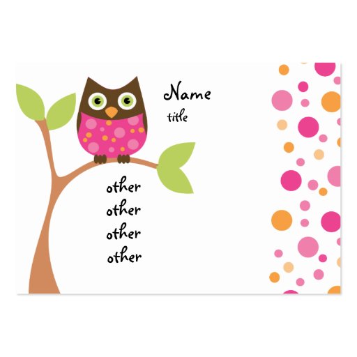 Bright Pink Owl Baby Business Cards (front side)