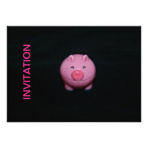 Bright Pink Pig INVITATION