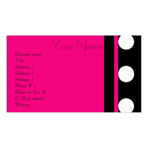 Bright Pink Polka Dot Business Card (back side)