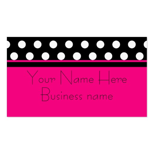 Bright Pink Polka Dot Business Card (front side)