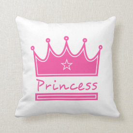 Bright Pink Princess with Crown for Girl's Room Pillows