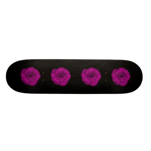 Bright Pink Rose. Black Background. Skateboard Deck
