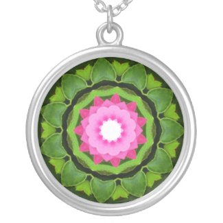 Bright Pink Rose Silver-plate Necklace