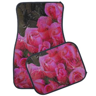 Bright Pink Roses Painted Floor Mat