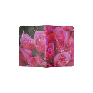 Bright Pink Roses Painted Passport Holder