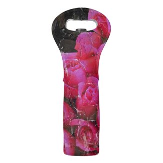 Bright Pink Roses Painted Wine Bags