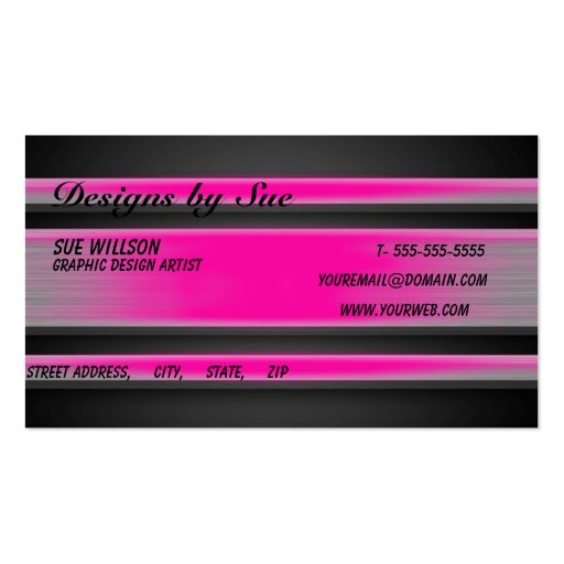 Bright Pink Tinted Metal Business Card Template (back side)