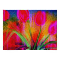 Bright Pink Tulips in a Vase Poster