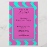 bright pink tuquoise party flyer