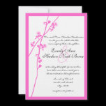 Bright Pink Wild Flower Branch Wedding Invitation