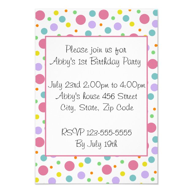 Bright Polka Dot Invitation