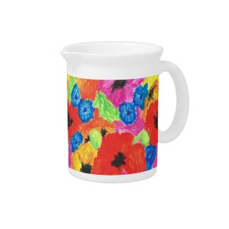 Bright Poppies and Cornflowers Pitcher or Jug