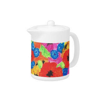 Bright Poppies and Cornflowers Tea Pot