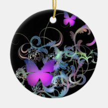 Bright Purple Butterfly Christmas Ornament