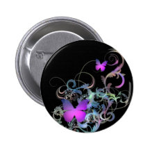 Bright Purple Butterfly Pinback Button