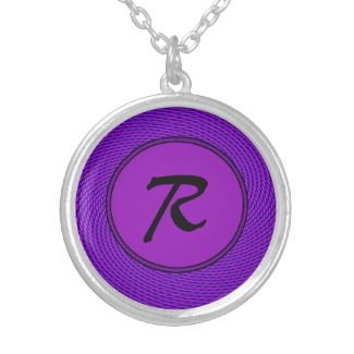 Bright Purple Mod Design Personalized Necklace