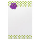 Bright Purple Owl Stationery Design