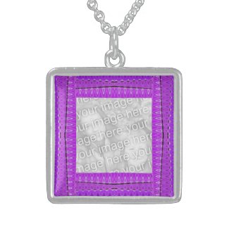 Bright purple photo frame custom necklace