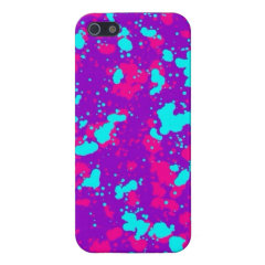 Bright Purple Teal Paint Splatters iPhone 5 Case