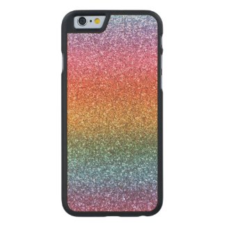 Bright rainbow glitter carved® maple iPhone 6 case