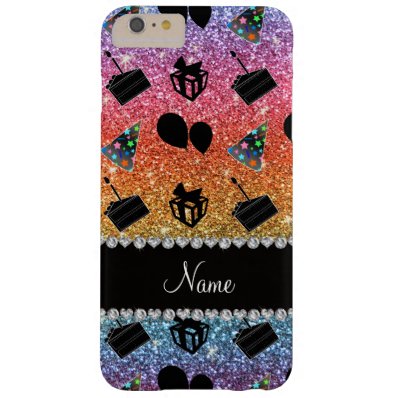 Bright rainbow glitter hats cake presents balloons barely there iPhone 6 plus case