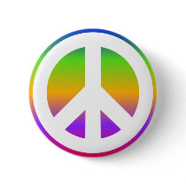 Bright Rainbow Peace Sign Button