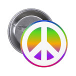 Bright Rainbow Peace Sign Button