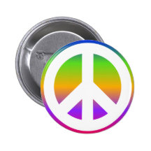 Bright Rainbow Peace Sign Button