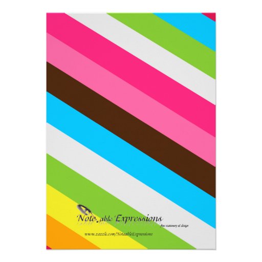 Bright Rainbow Stripe Diaper Pin Baby Shower Personalized Invite
