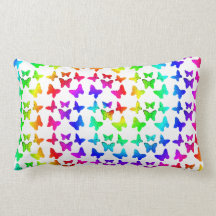 Bright Rainbow Swirl Butterflies Throw Pillows