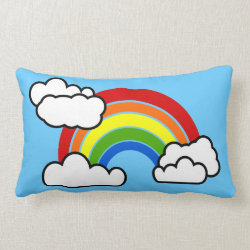 Bright Rainbow with Fluffy White Clouds Throw Pillows