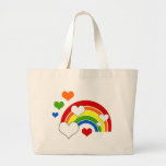 Bright Rainbow with Hearts Canvas Bag
