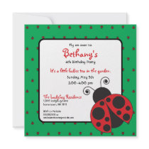 Bright Red and Green Ladybug Invitation