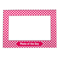 Bright Red and White Checkered Custom Photo Magnetic Picture Frame