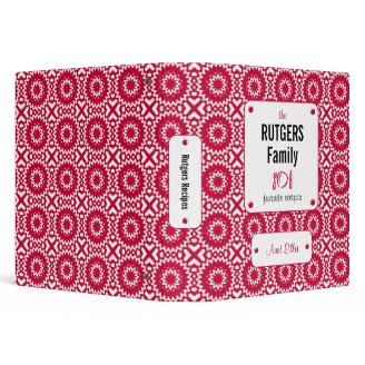 Bright Red Daisy Wheel Pattern Custom Recipe 3 Ring Binders