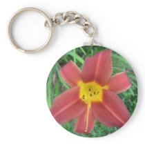 Bright Red Daylily Keychain