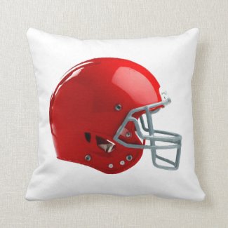 Bright Red Football Helmet Throw Pillows