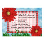 Bright Red Gerbera Daisies Summer Bridal Shower Invitation