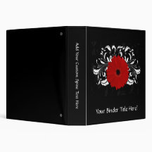 Bright Red Gerbera Daisy on Black Binders