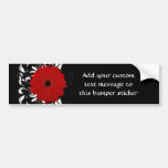 Bright Red Gerbera Daisy on Black Bumper Stickers