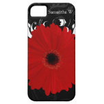 Bright Red Gerbera Daisy on Black casemate cases