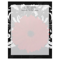 Bright Red Gerbera Daisy on Black Customized Letterhead