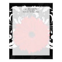 Bright Red Gerbera Daisy on Black Customized Letterhead