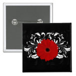 Bright Red Gerbera Daisy on Black Pins
