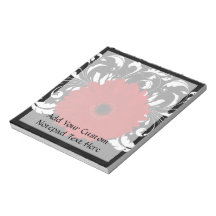 Bright Red Gerbera Daisy on Black Scratch Pad